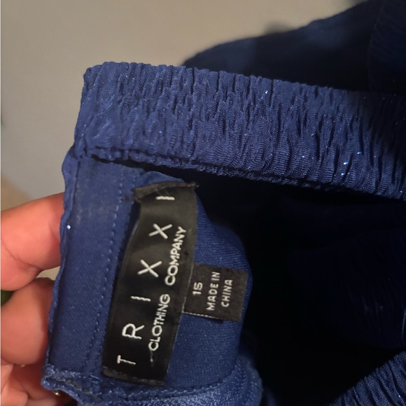 Girls Glitter Navy Formal Dress with Bow - Picture 2 of 4